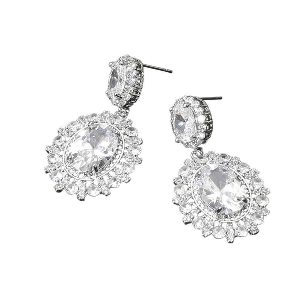 iLLASPARKZ Oval Teardrop Cluster Dangle Evening Earrings