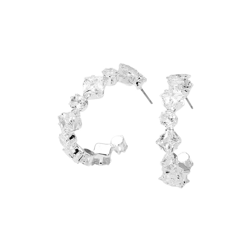 iLLASPARKZ CZ Stone Cluster Around Hoop Evening Earrings