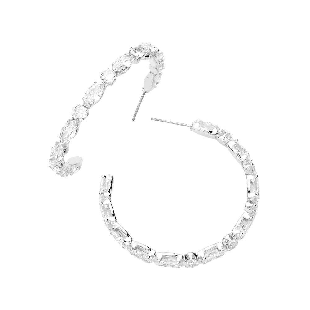 iLLASPARKZ Marquise CZ Stone Cluster Hoop Earrings