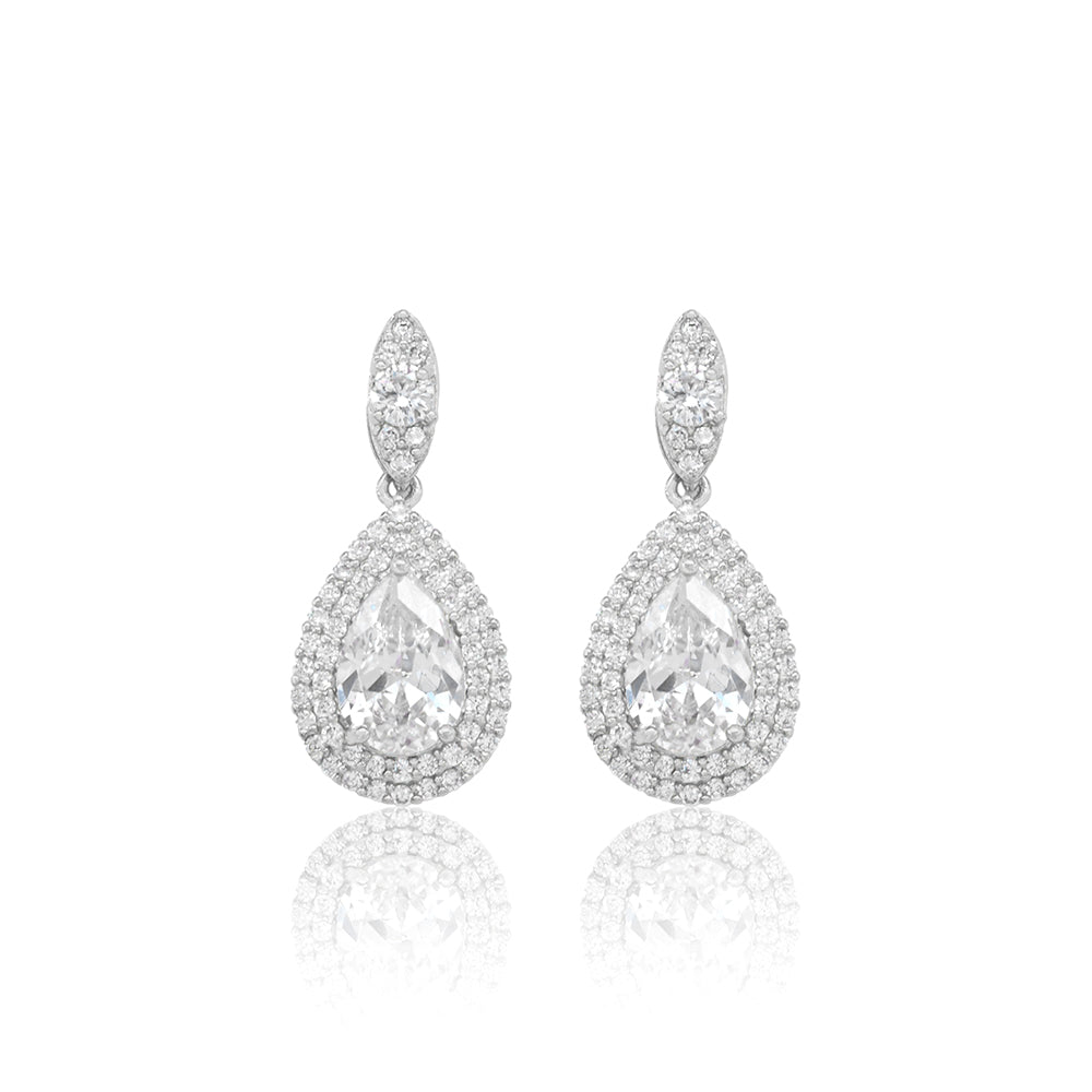 iLLASPARKZ Gold Dipped CZ Marquise Teardrop Dangle Evening Earrings