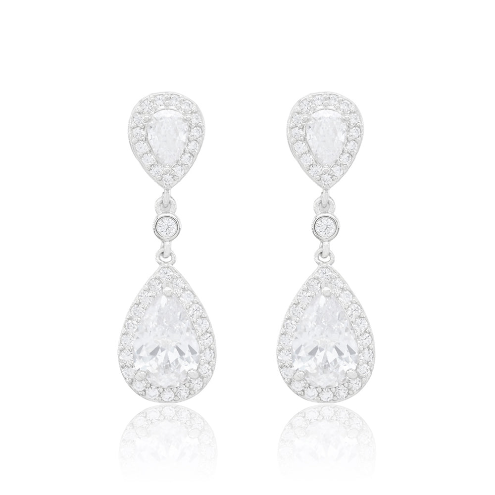 iLLASPARKZ Gold Dipped CZ Teardrop Dangle Evening Earrings