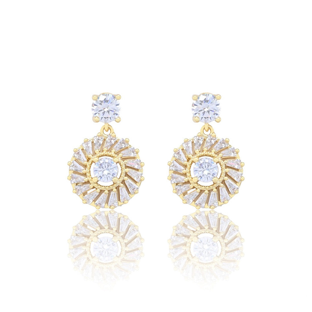 iLLASPARKZ Gold Dipped CZ Stone Embellished Dangle Evening Earrings