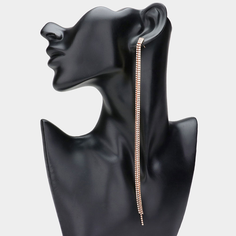 iLLASPARKZ 3-Line Mini Rhinestone Long Earrings