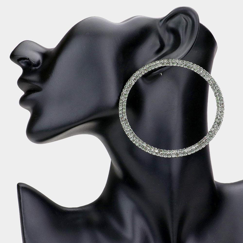iLLASPARKZ Oversized Rhinestone Pave Open Circle Evening Earrings