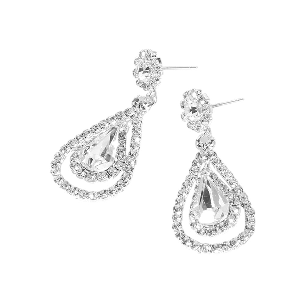 iLLASPARKZ Teardrop Stone Cluster Dangle Evening Earrings