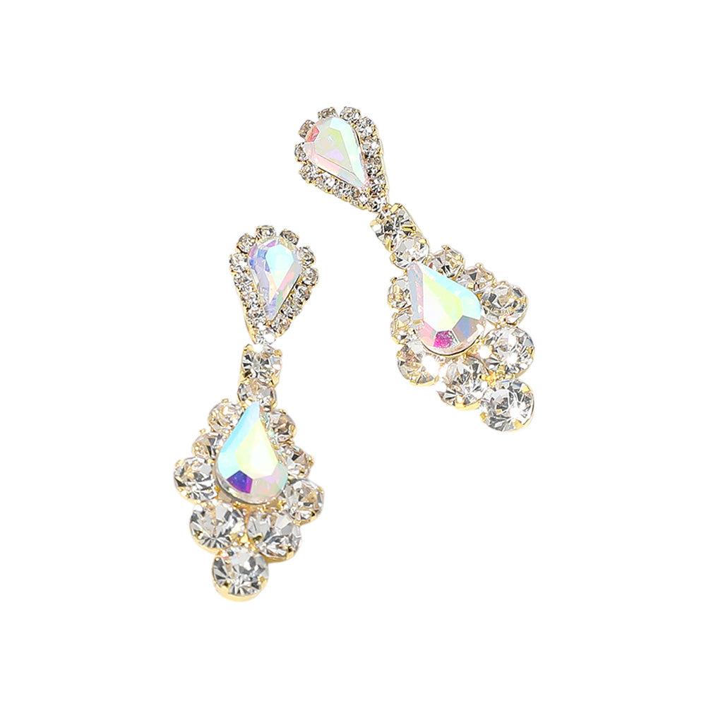 iLLASPARKZ Teardrop Stone Cluster Dangle Evening Earrings