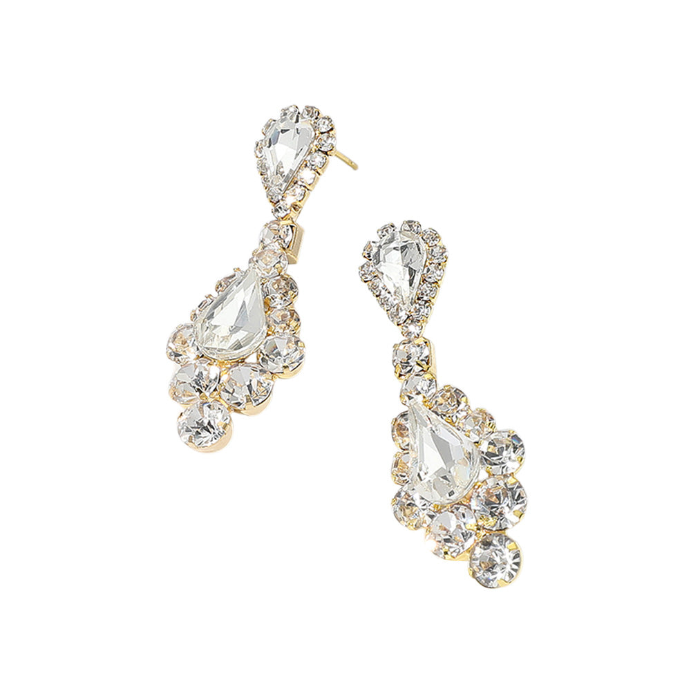iLLASPARKZ Teardrop Stone Cluster Dangle Evening Earrings