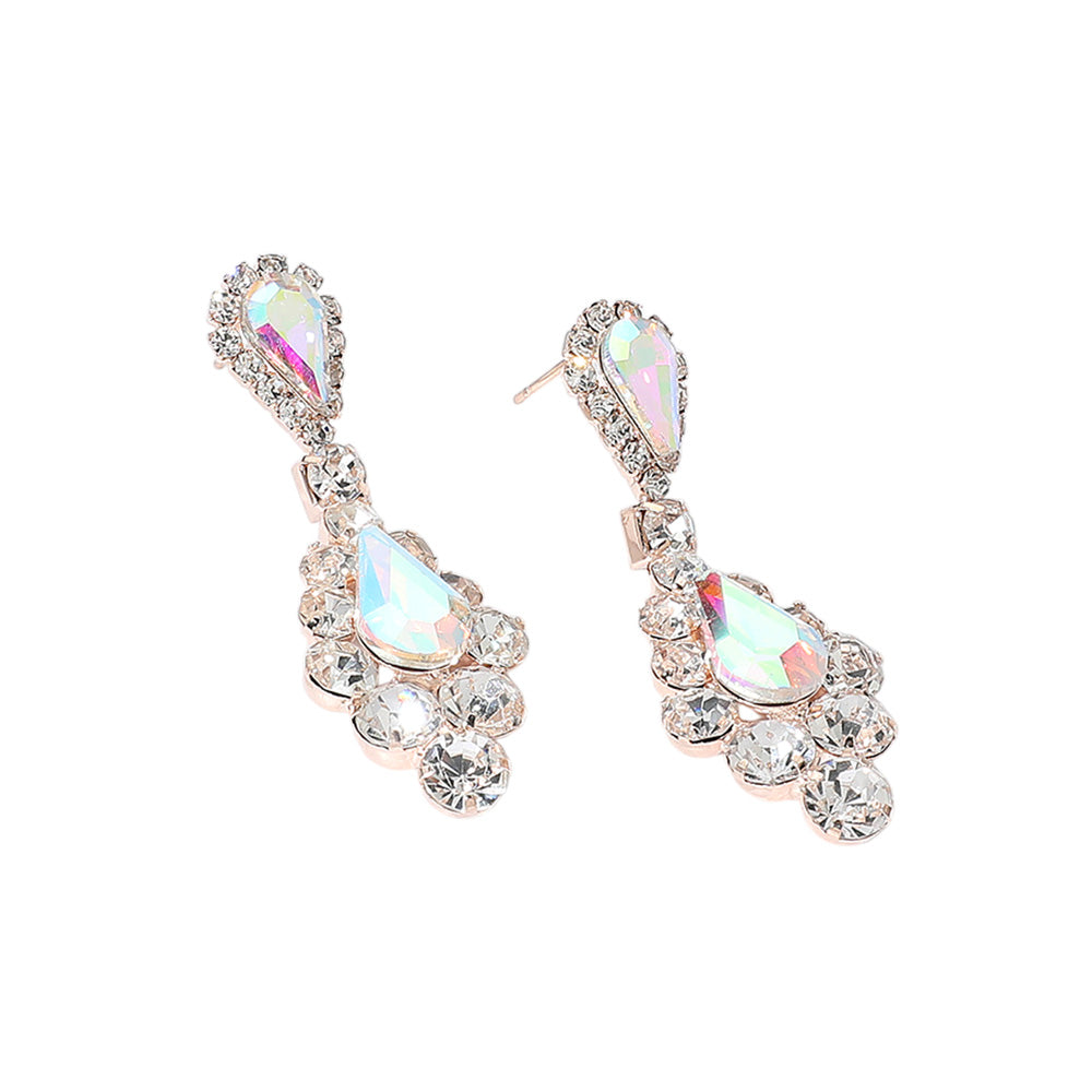 iLLASPARKZ Teardrop Stone Cluster Dangle Evening Earrings