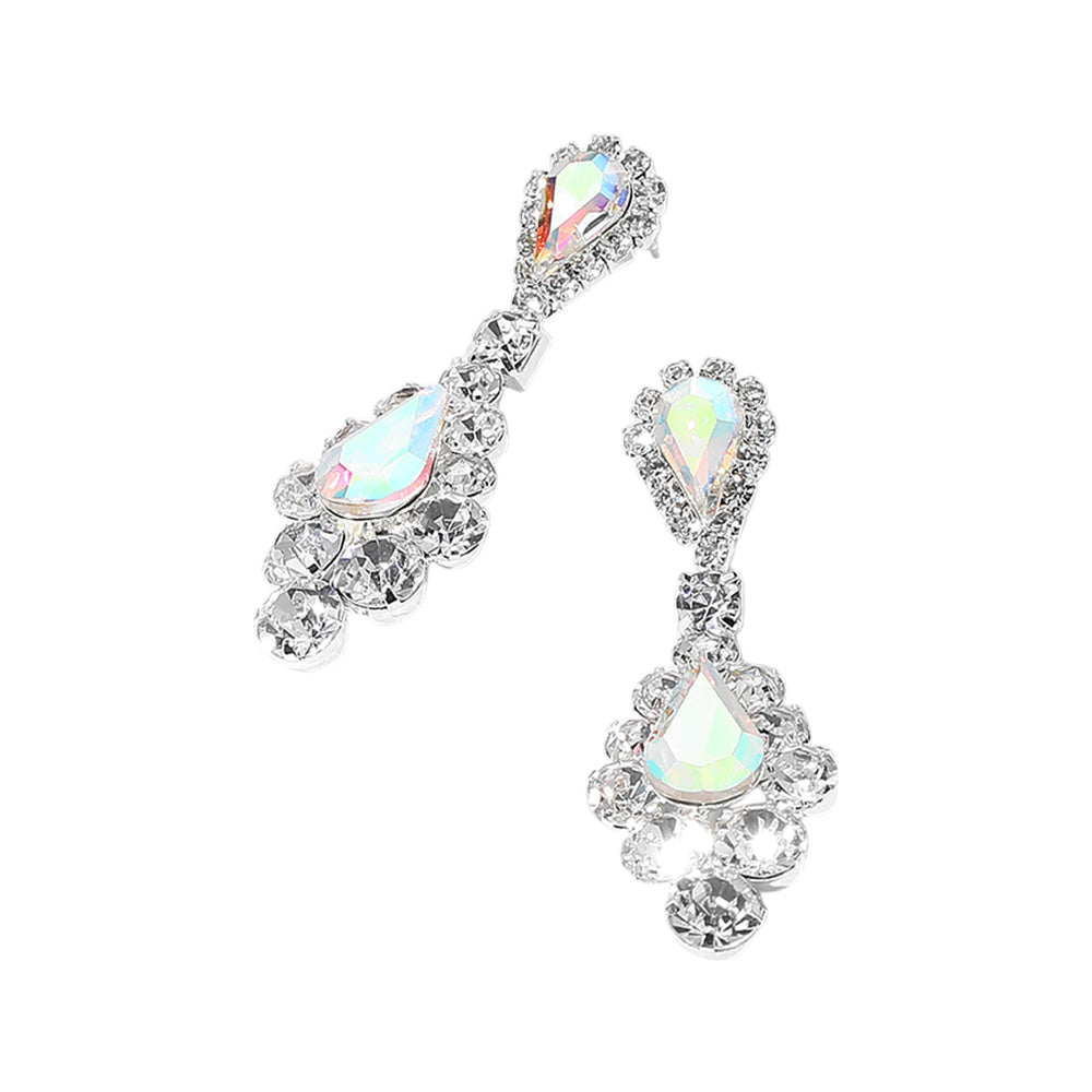 iLLASPARKZ Teardrop Stone Cluster Dangle Evening Earrings