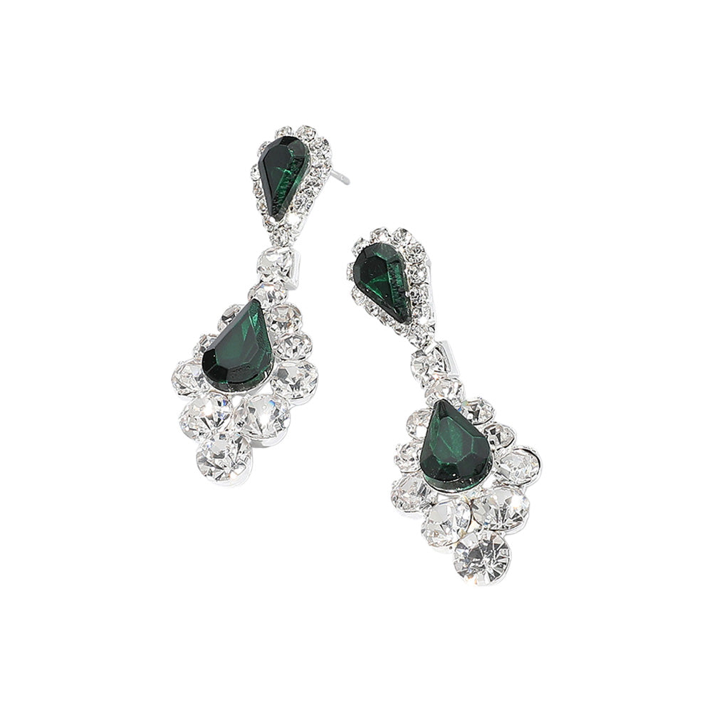iLLASPARKZ Teardrop Stone Cluster Dangle Evening Earrings