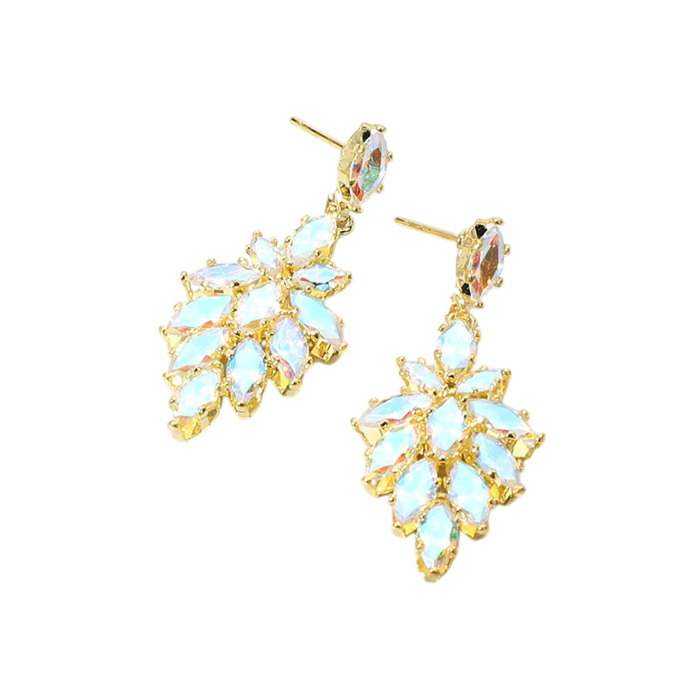 iLLASPARKZ Marquise CZ Stone Cluster Dangle Evening Earrings