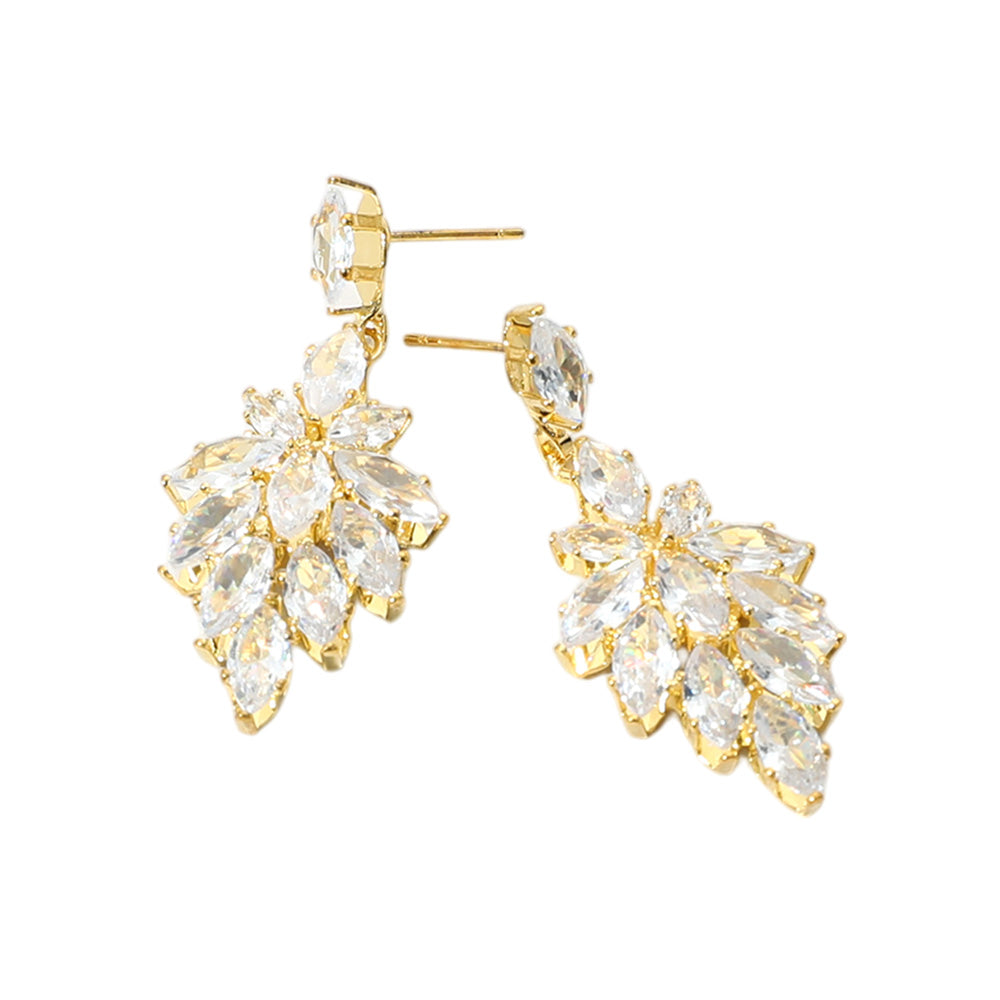 iLLASPARKZ Marquise CZ Stone Cluster Dangle Evening Earrings