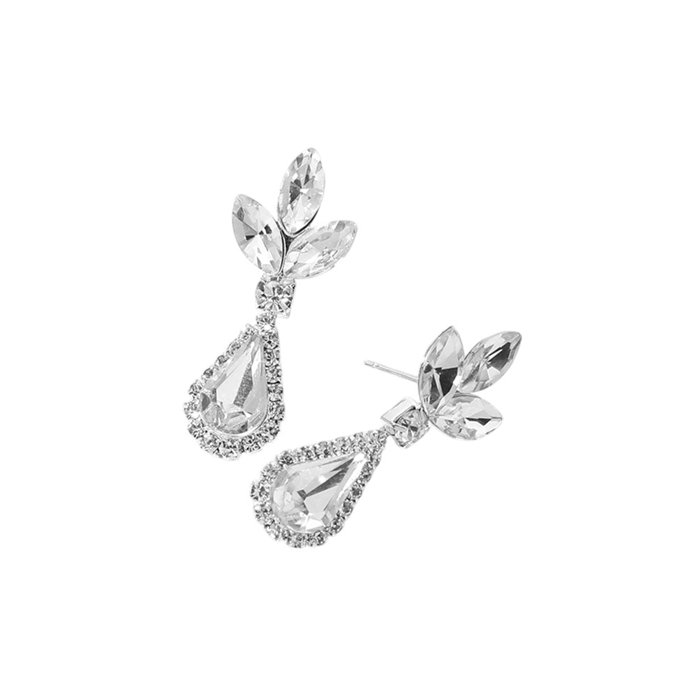 iLLASPARKZ Marquise Stone Cluster Teardrop Dangle Evening Earrings