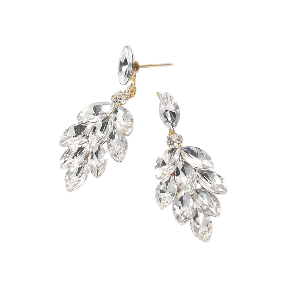 iLLASPARKZ Marquise Stone Cluster Chandelier Dangle Evening Earrings