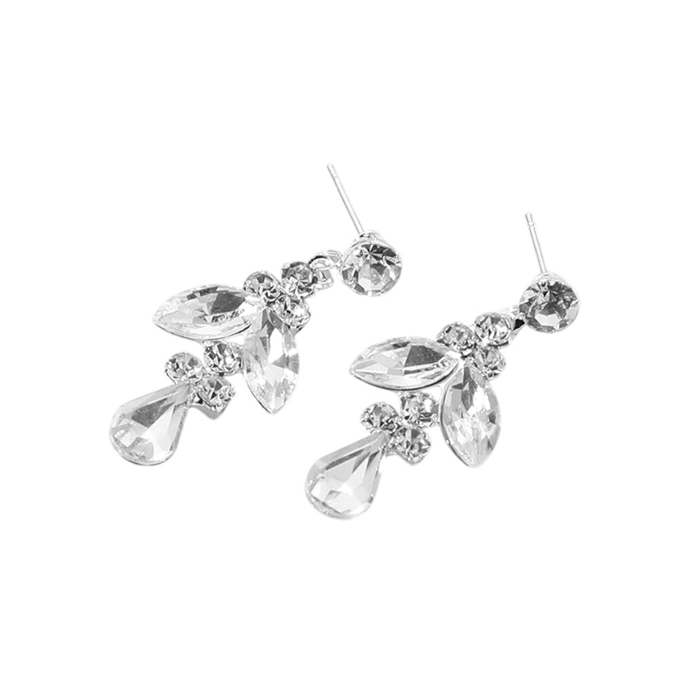 iLLASPARKZ Marquise Teardrop Stone Cluster Dangle Evening Earrings