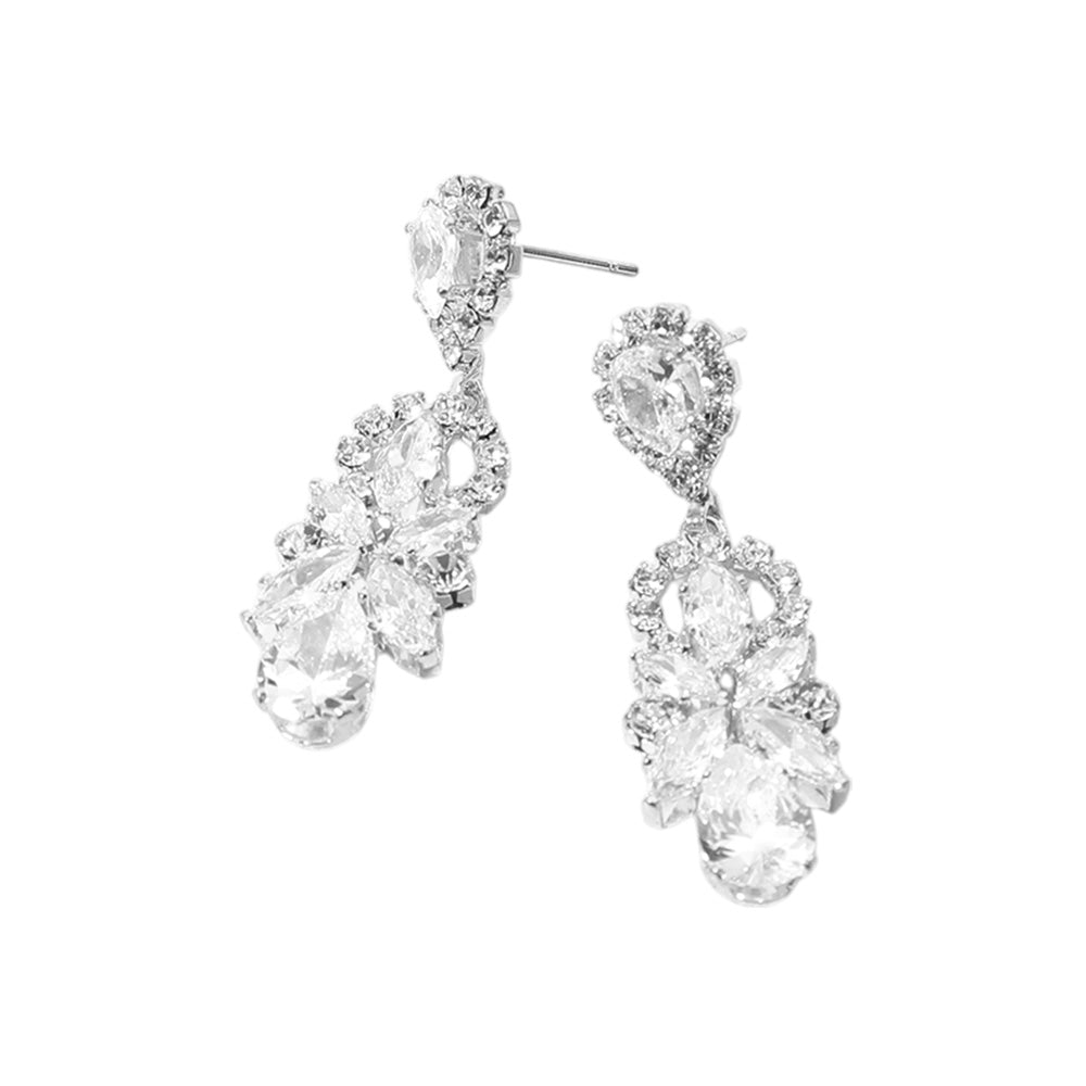 iLLASPARKZ CZ Stone Cluster Dangle Evening Earrings