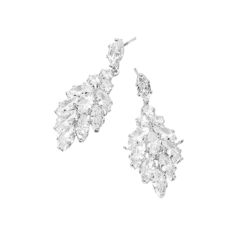 iLLASPARKZ Marquise CZ Stone Cluster Dangle Evening Earrings