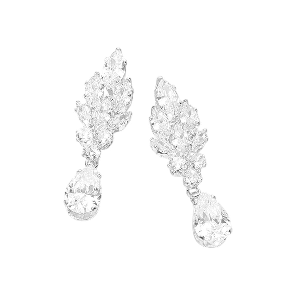 iLLASPARKZ Marquise CZ Stone Cluster Teardrop Dangle Evening Earrings