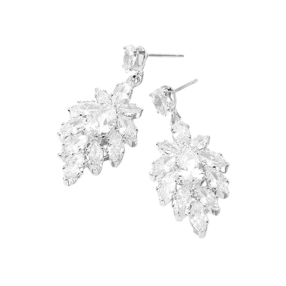 iLLASPARKZ Teardrop CZ Stone Cluster Dangle Evening Earrings