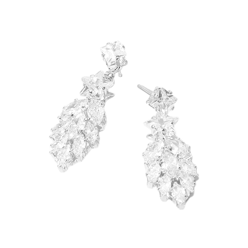 iLLASPARKZ Star Marquise CZ Stone Cluster Dangle Evening Earrings