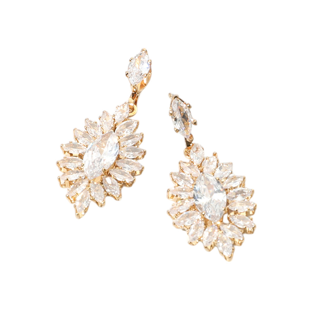 iLLASPARKZ Marquise CZ Stone Cluster Dangle Evening Earrings