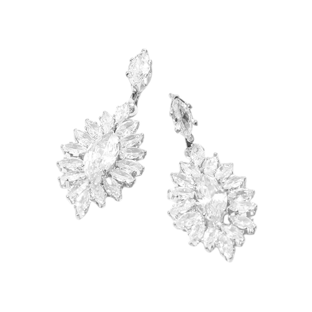 iLLASPARKZ Marquise CZ Stone Cluster Dangle Evening Earrings