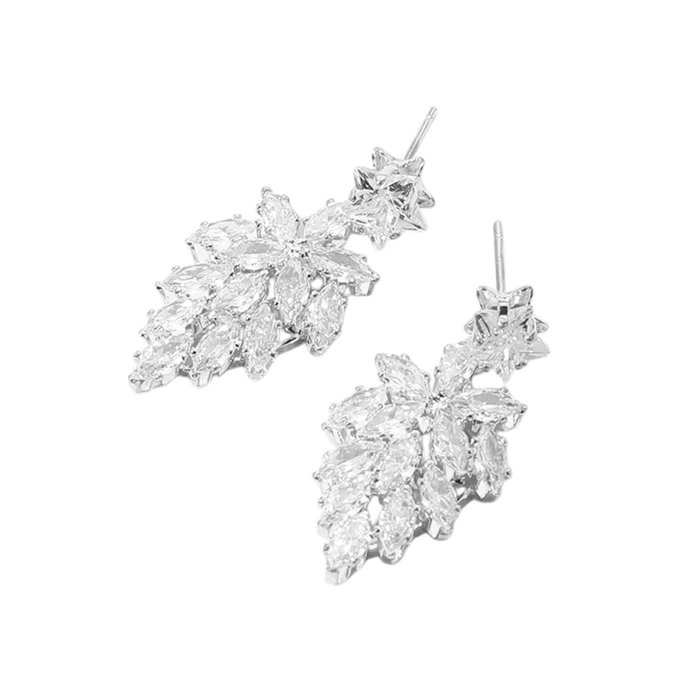iLLASPARKZ Star CZ Stone Pointed Marquise Stone Cluster Dangle Evening Earrings
