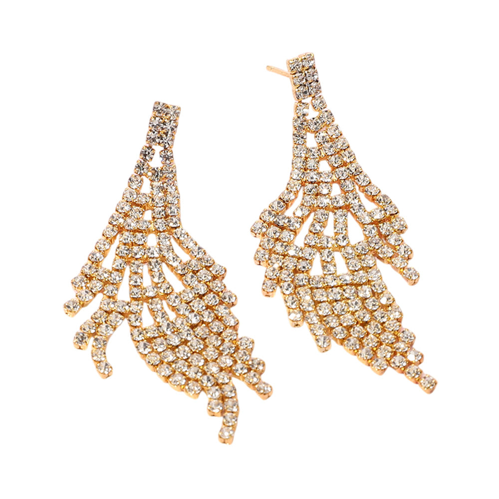 iLLASPARKZ Rhinestone Paved Fringe Chandelier Evening Earrings