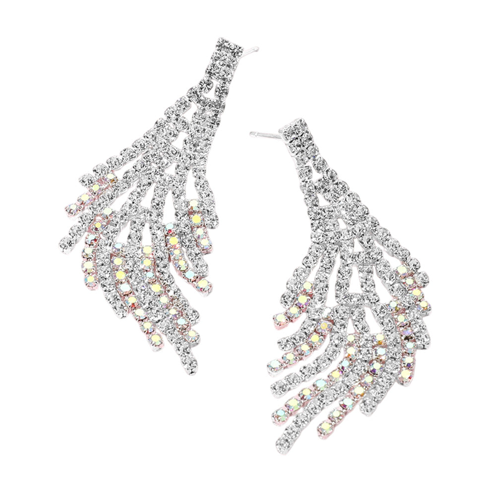 iLLASPARKZ Rhinestone Paved Fringe Chandelier Evening Earrings