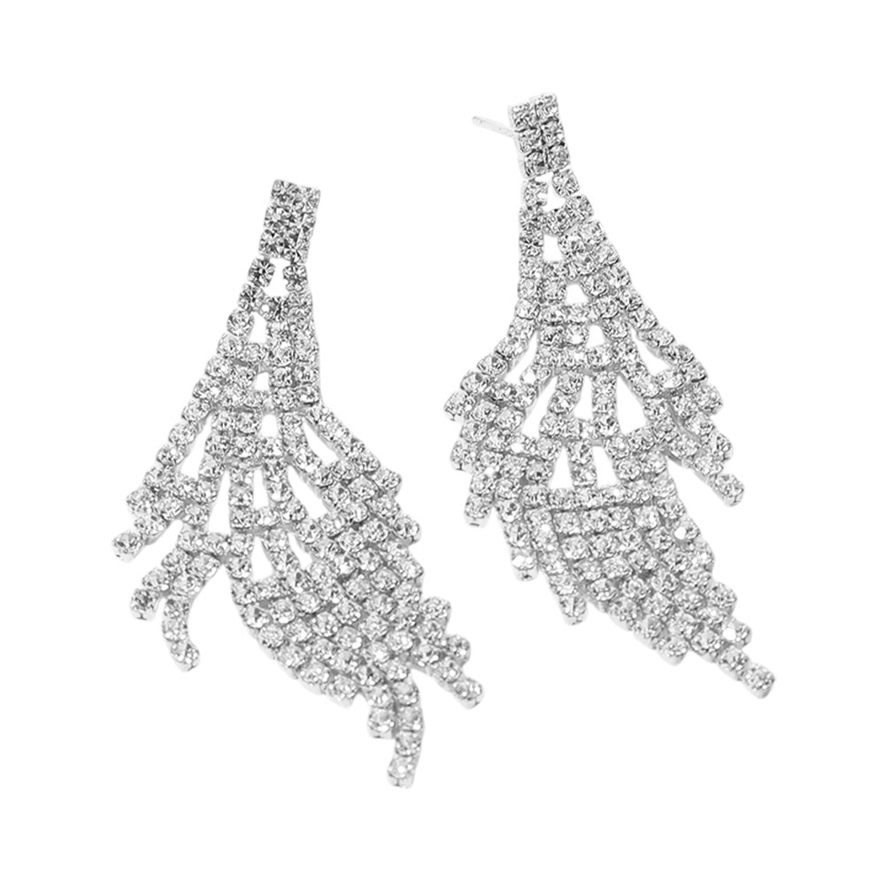 iLLASPARKZ Rhinestone Paved Fringe Chandelier Evening Earrings