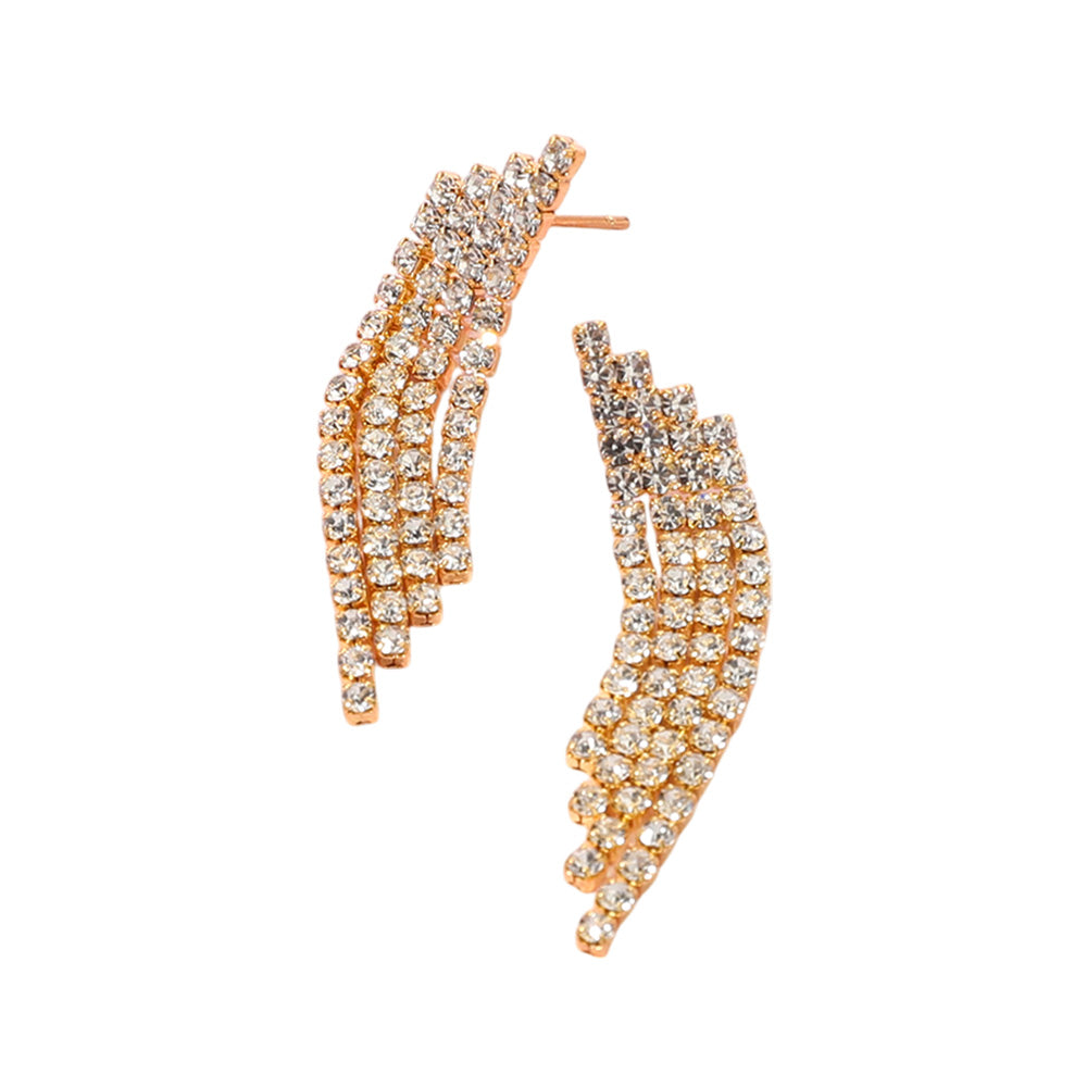 iLLASPARKZ Rhinestone Paved Fringe Evening Earrings