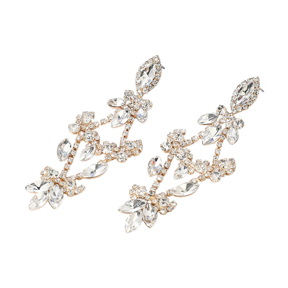 iLLASPARKZ Rhinestone Pave Oval Stone Chandelier Evening Earrings