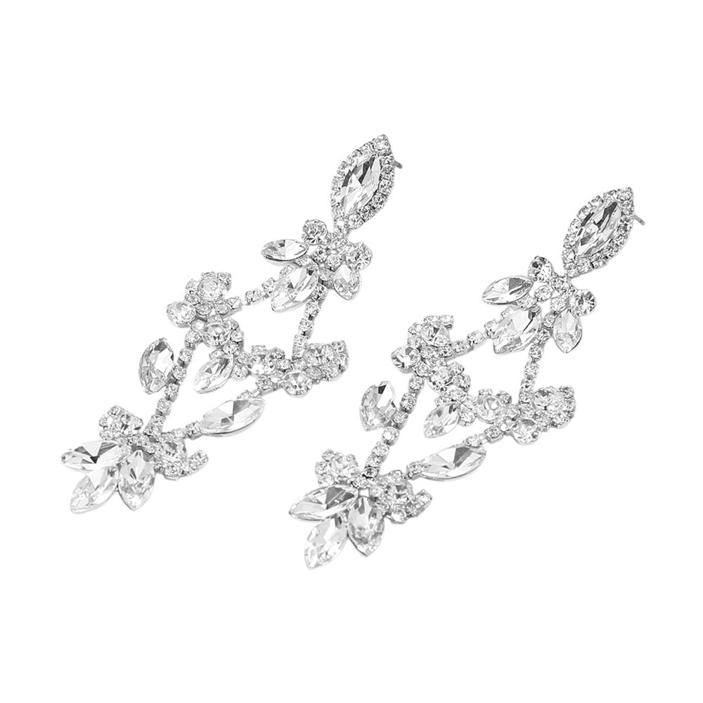 iLLASPARKZ Rhinestone Pave Oval Stone Chandelier Evening Earrings