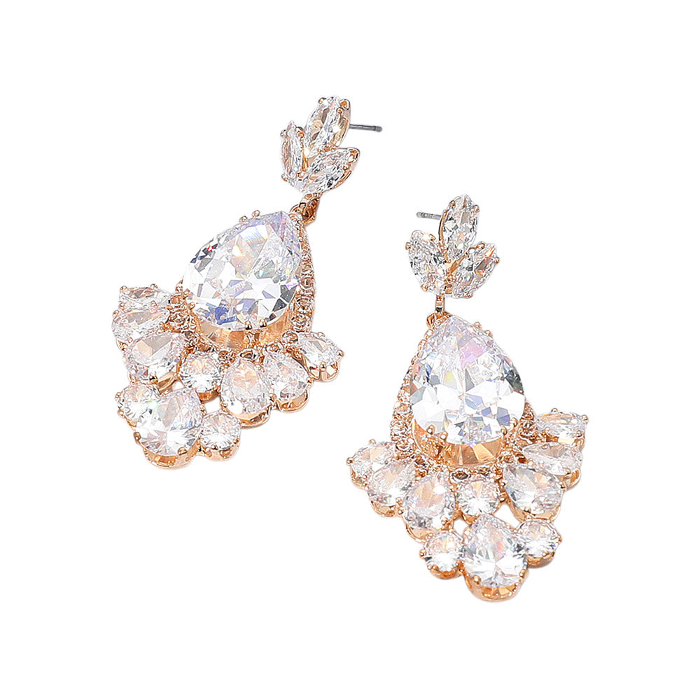 iLLASPARKZ Teardrop CZ Stone Cluster Chandelier Dangle Evening Earrings