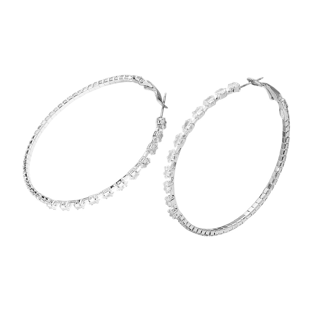 iLLASPARKZ CZ Stone Cluster Around Hoop Evening Earrings