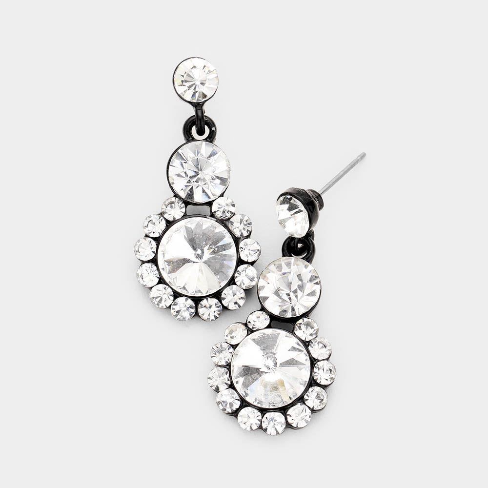iLLASPARKZ Crystal Round Rhinestone Pave Drop Evening Earrings