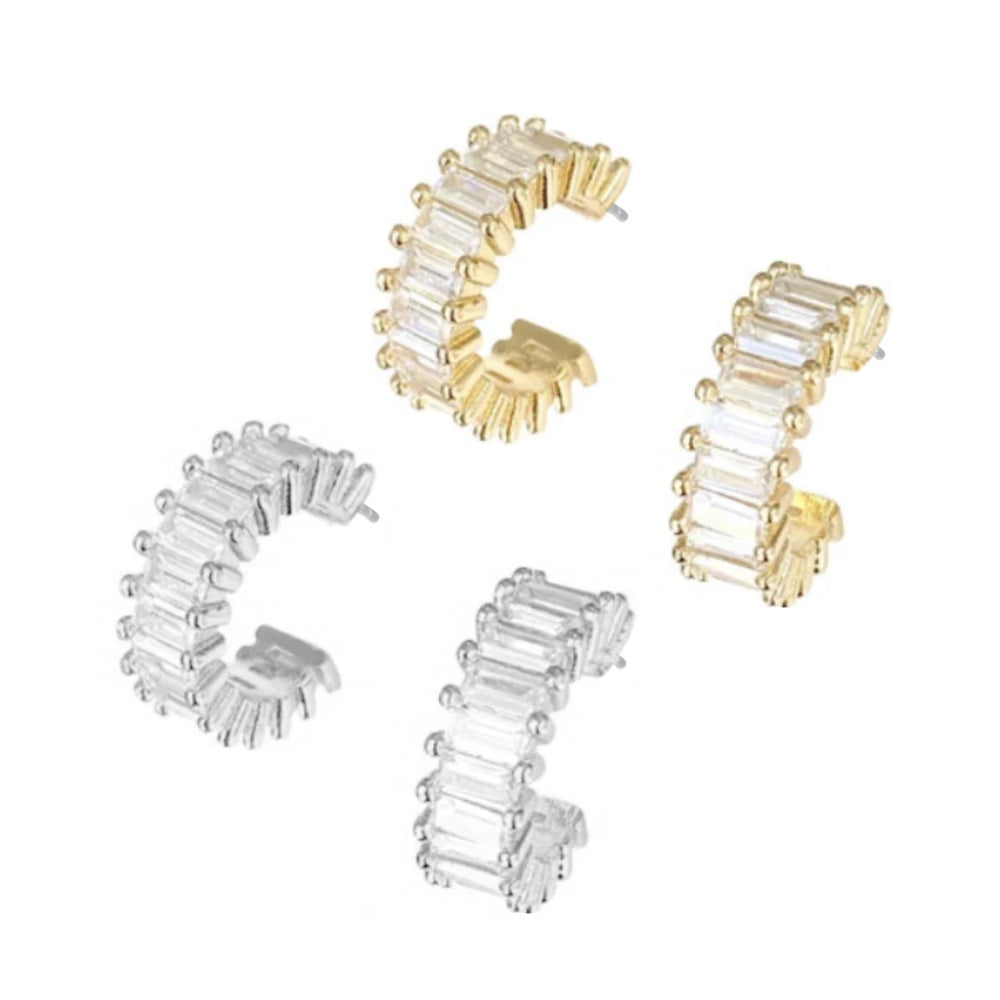 iLLASPARKZ CZ Baguette Stone Hoop Earrings