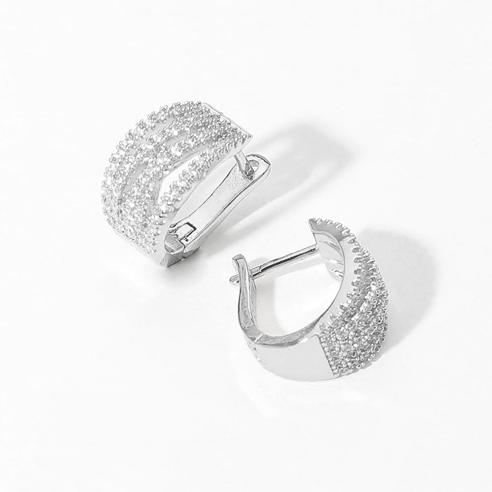 iLLASPARKZ CZ Stone Paved Crisscross Dome Evening Earrings