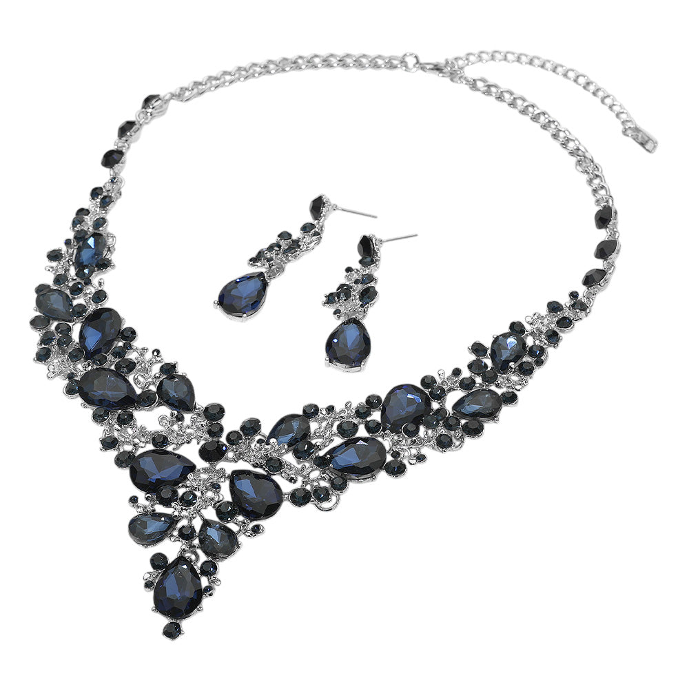 iLLASPARKZ Pearl Round Teardrop Stone Accented Evening Necklace