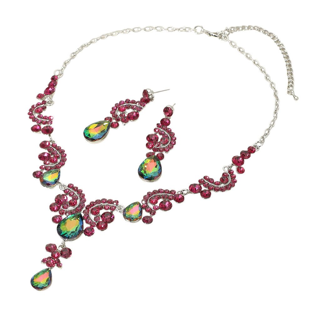 iLLASPARKZ Teardrop Stone Accented Evening Necklace