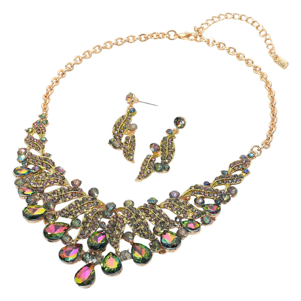 iLLASPARKZ Teardrop Stone Cluster Rhinestone Paved Embellished Collar Evening Necklace