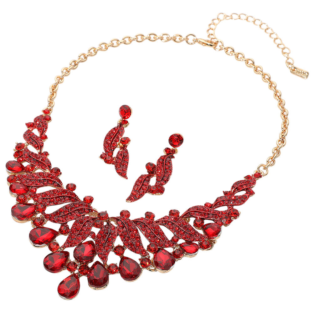 iLLASPARKZ Teardrop Stone Cluster Rhinestone Paved Embellished Collar Evening Necklace