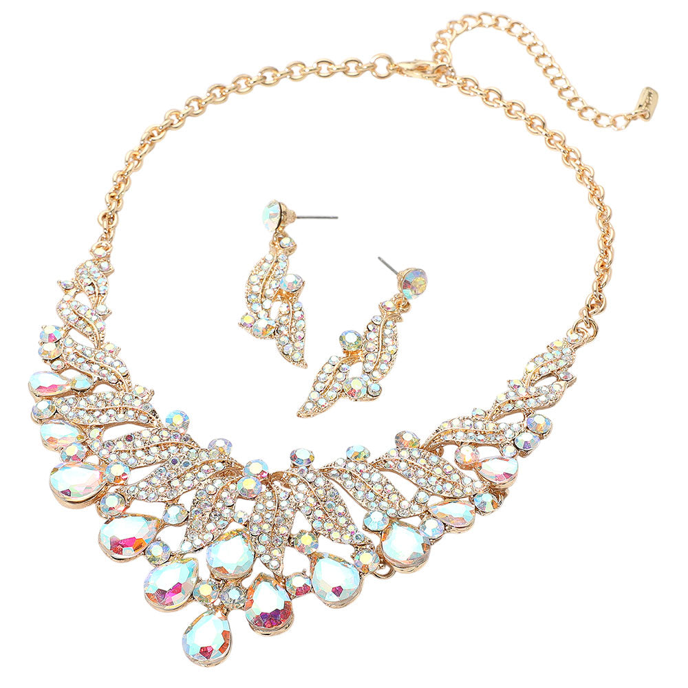 iLLASPARKZ Teardrop Stone Cluster Rhinestone Paved Embellished Collar Evening Necklace