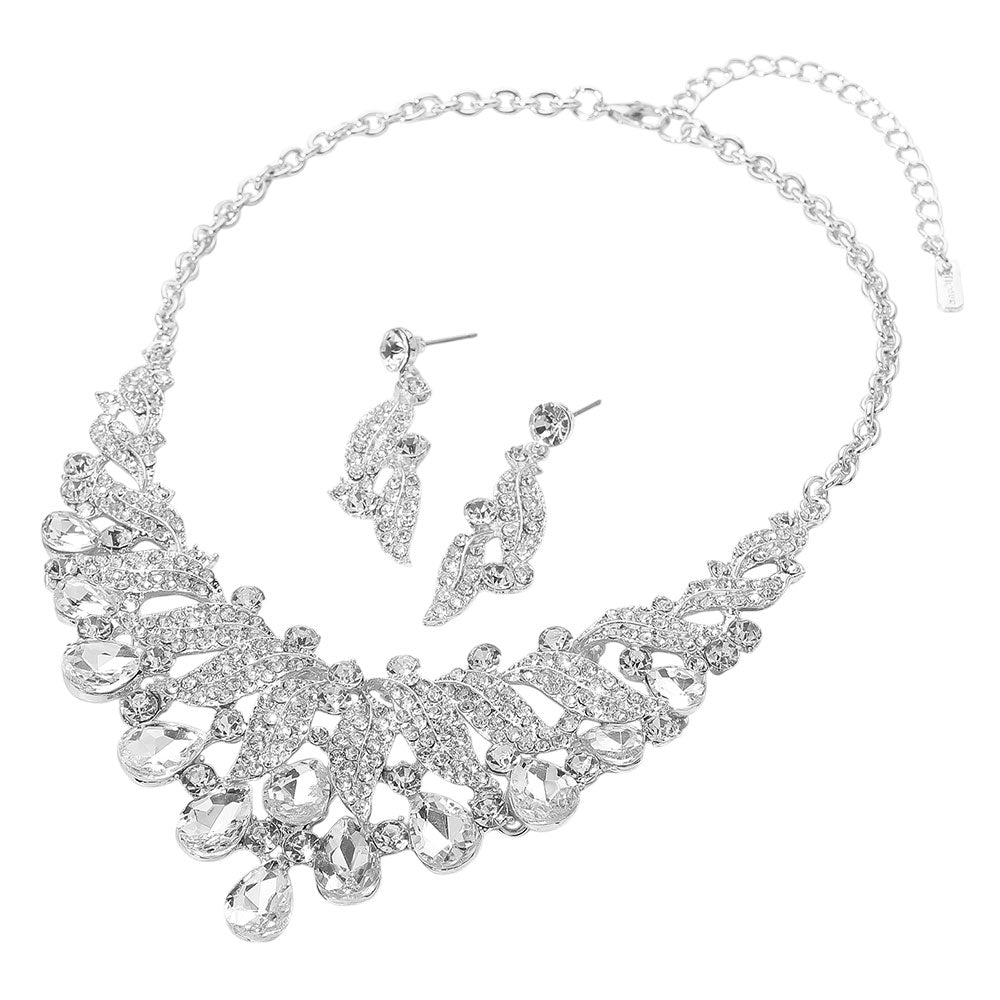 iLLASPARKZ Teardrop Stone Cluster Rhinestone Paved Embellished Collar Evening Necklace