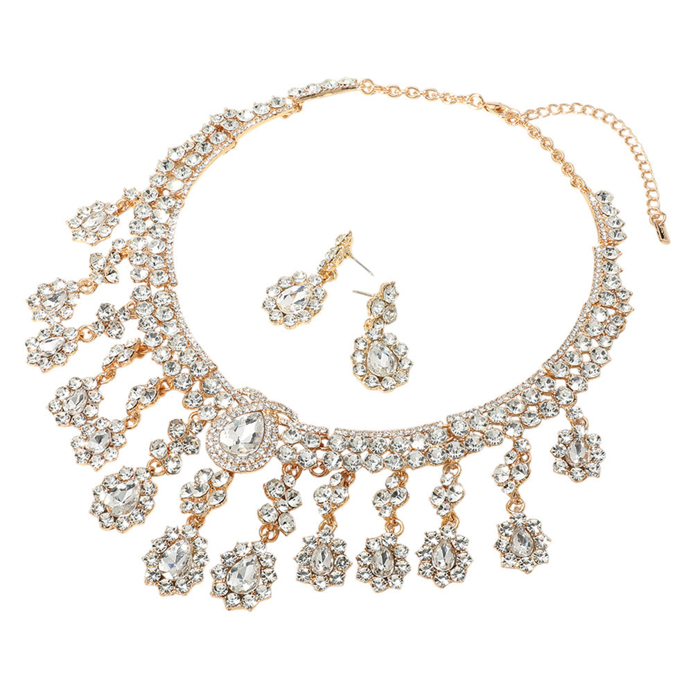 iLLASPARKZ Teardrop Stone Chandelier Evening Necklace