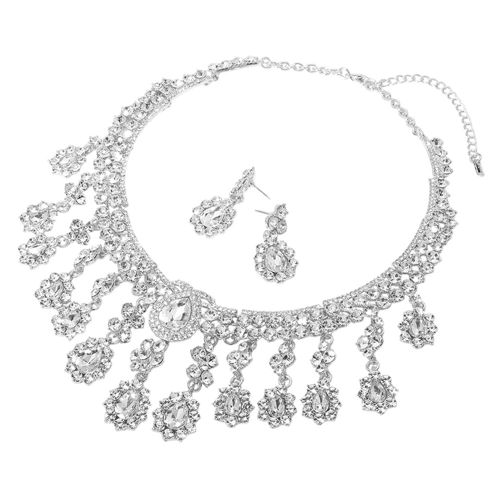 iLLASPARKZ Teardrop Stone Chandelier Evening Necklace