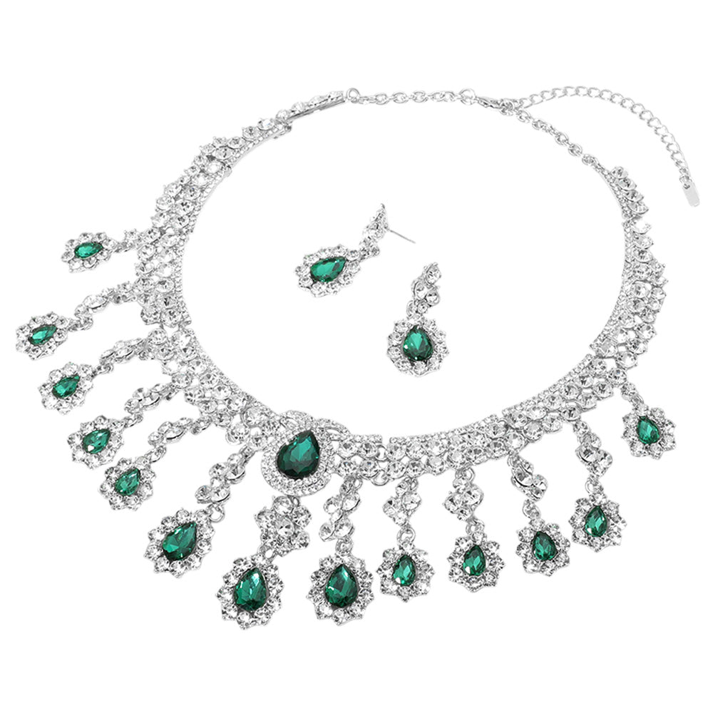 iLLASPARKZ Teardrop Stone Chandelier Evening Necklace