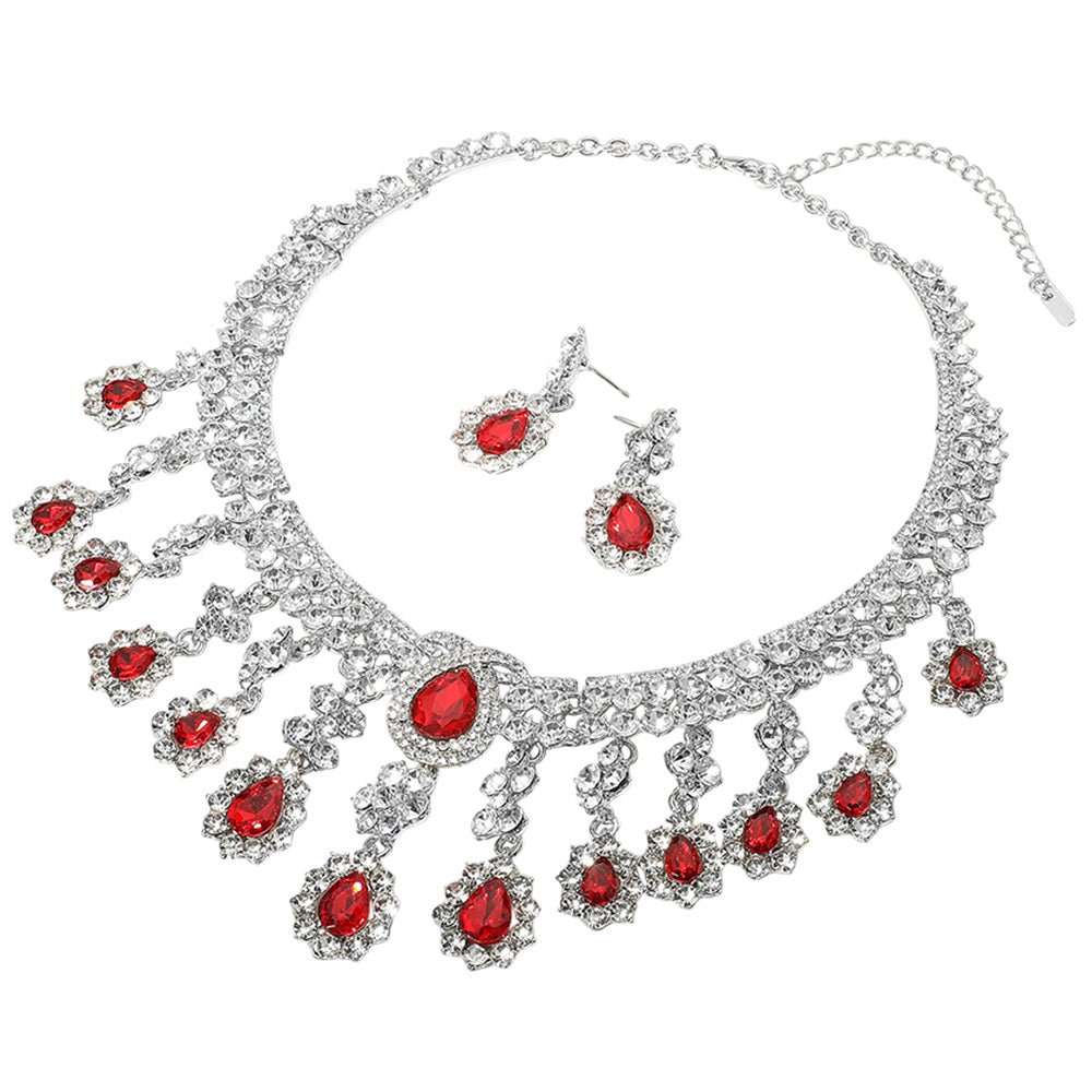 iLLASPARKZ Teardrop Stone Chandelier Evening Necklace