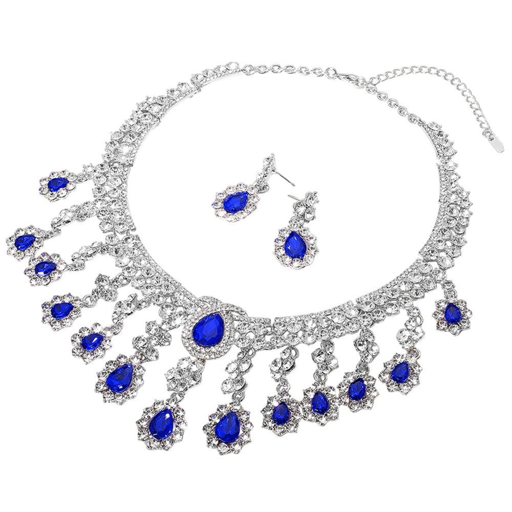 iLLASPARKZ Teardrop Stone Chandelier Evening Necklace