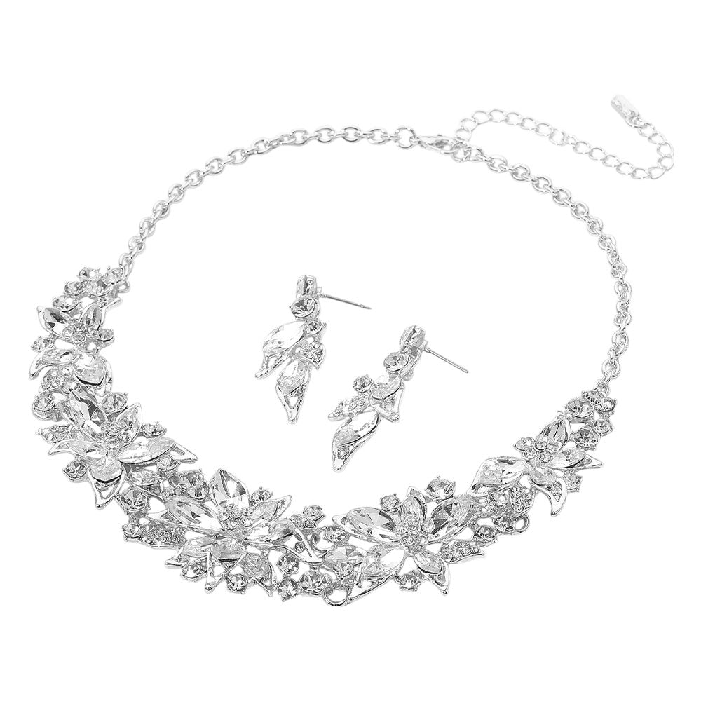 iLLASPARKZ Stone Embellished Flower Collar Evening Necklace